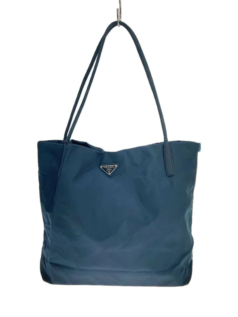 Prada Tessuto tote bag deep blue enameled triangle